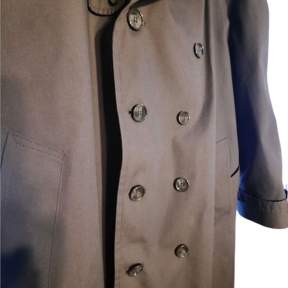 London Fog Mens Trench coat,  Size 46 regular Long Gray - Picture 3 of 15
